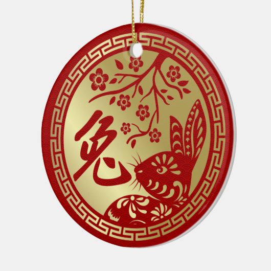Gelukkig Chinees nieuwjaar konijn 2023 Keramisch Ornament (Links)