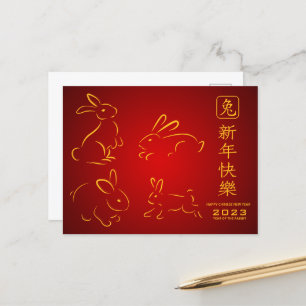 Gelukkig Chinees nieuwjaar konijn Briefkaart