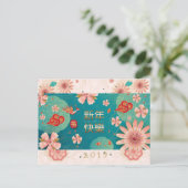 Gelukkig Chinees Nieuwjaar Lentebloemen Decoratie Briefkaart (Staand voorkant)