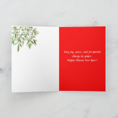 Gelukkig Chinees Nieuwjaar Lotus Bloem Bamboe Kaart (Binnen)