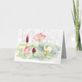 Gelukkig Chinees Nieuwjaar Lotus Flower Pond Kaart