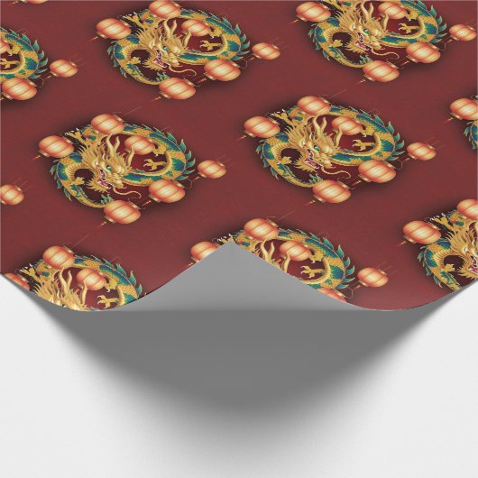 Gelukkig Chinees Nieuwjaar modern Aziatisch patroo Cadeaupapier (Hoek)