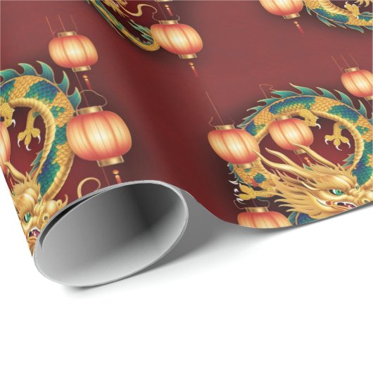 Gelukkig Chinees Nieuwjaar modern Aziatisch patroo Cadeaupapier (Rol Hoek)