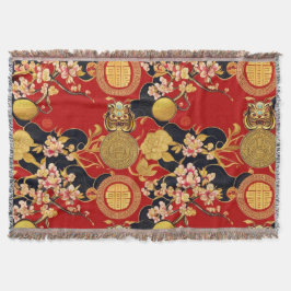 Gelukkig Chinees Nieuwjaar modern Aziatisch patroo Deken