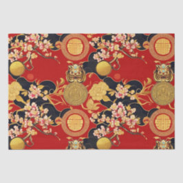 Gelukkig Chinees Nieuwjaar modern Aziatisch patroo Tissuepapier