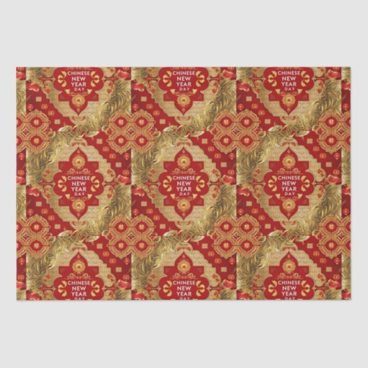 Gelukkig Chinees Nieuwjaar modern Aziatisch patroo Tissuepapier (Voorkant)