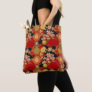 Gelukkig Chinees Nieuwjaar moderne Aziatische patr Tote Bag