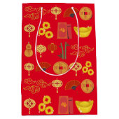 Gelukkig Chinees Nieuwjaar Rode Elementen Medium Cadeauzakje (Voorkant)