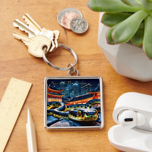 Gelukkig Chinees Nieuwjaar Slang 2025 LMSqK Sleutelhanger (Bureau)