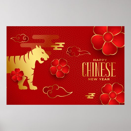 Gelukkig Chinees nieuwjaar (tijger) Poster (Voorkant)