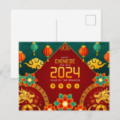 Gelukkig Chinees Nieuwjaar van de Draak 2024 Briefkaart (Voorkant / Achterkant)
