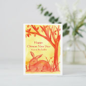 Gelukkig Chinees Nieuwjaar van de Konijn Waterverf Feestdagenkaart (Staand voorkant)