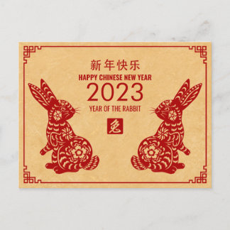 Gelukkig Chinees nieuwjaar van de konijnenziekte 2 Feestdagenkaart