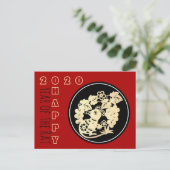 Gelukkig Chinees Nieuwjaar van de Rat 2020 Papierk Uitnodiging Briefkaart (Staand voorkant)
