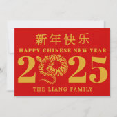 Gelukkig Chinees Nieuwjaar van de slang goud rood Feestdagenkaart (Voorkant)