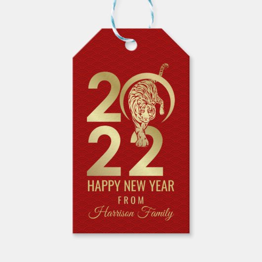 Gelukkig Chinees nieuwjaar van de tijger Cadeaulabel (Voorkant)