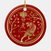 Gelukkig Chinees nieuwjaar van de tijger Keramisch Ornament (Achterkant)