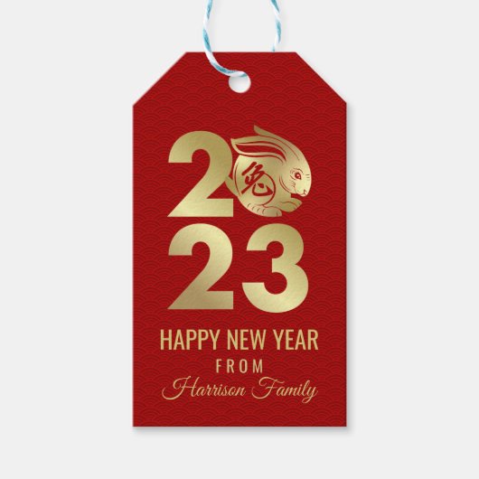 Gelukkig Chinees Nieuwjaar van het konijn Cadeaulabel (Voorkant)