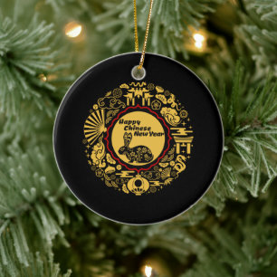 Gelukkig Chinees Nieuwjaar van het konijn Keramisch Ornament