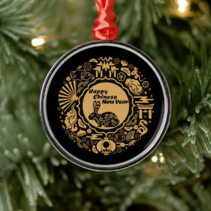 Gelukkig Chinees Nieuwjaar van het konijn Metalen Ornament