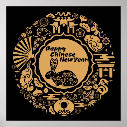 Gelukkig Chinees Nieuwjaar van het konijn Poster (Voorkant)
