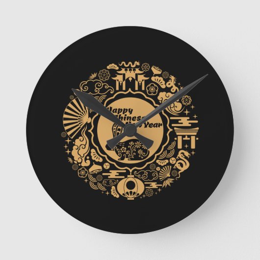 Gelukkig Chinees Nieuwjaar van het konijn Ronde Klok (Voorkant)