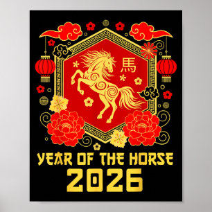 Gelukkig Chinees Nieuwjaar Van Het Paard 2026 Dier Poster