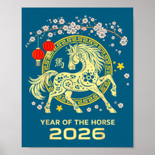 Gelukkig Chinees Nieuwjaar van het Paard 2026 Dier Poster