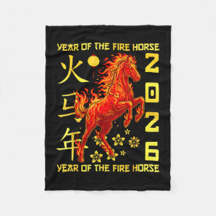 Gelukkig Chinees Nieuwjaar van het Paard 2026 Maan Fleece Deken