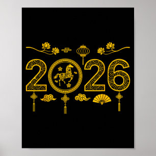 Gelukkig Chinees Nieuwjaar Van Het Paard 2026 Maan Poster
