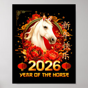 Gelukkig Chinees Nieuwjaar Van Het Paard 2026 Maan Poster