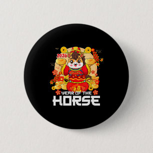 Gelukkig Chinees Nieuwjaar van het Paard 2026 Maan Ronde Button 5,7 Cm
