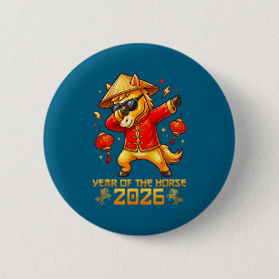 Gelukkig Chinees Nieuwjaar Van Het Paard 2026 Maan Ronde Button 5,7 Cm