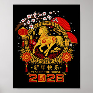 Gelukkig Chinees Nieuwjaar van het Paard 2026 Zod Poster