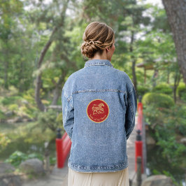 Gelukkig Chinees Nieuwjaar van het Paard Geluks Wo Denim Jacket