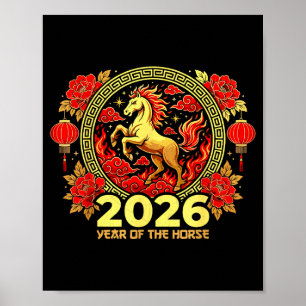 Gelukkig Chinees Nieuwjaar van het Vuur Paard Chin Poster