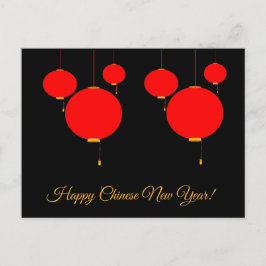 Gelukkig Chinees rood de lantaarnbriefkaart van Feestdagenkaart