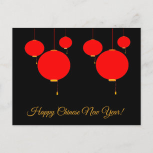 Gelukkig Chinees rood de lantaarnbriefkaart van Feestdagenkaart