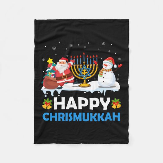 Gelukkig Chrismukkah Chanoeka Fun Vrolijk Kerstfee Fleece Deken (Voorkant)