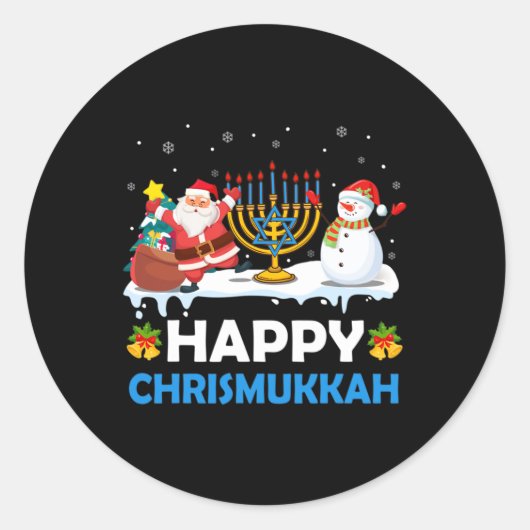Gelukkig Chrismukkah Chanoeka Fun Vrolijk Kerstfee Ronde Sticker (Voorkant)