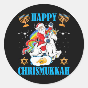 Gelukkig Chrismukkah Chanoeka Kerstmis Joods Ronde Sticker