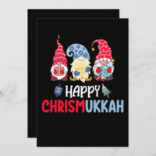 Gelukkig Chrismukkah Gnomes Chanoeka Vrolijk Kerst Kaart (Voorkant / Achterkant)