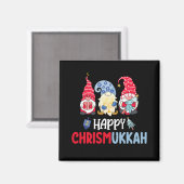 Gelukkig Chrismukkah Gnomes Chanoeka Vrolijk Kerst Magneet (Voorkant / Achterkant)