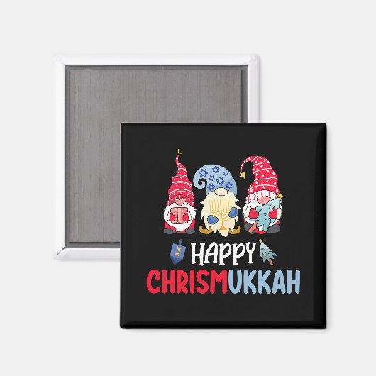 Gelukkig Chrismukkah Gnomes Chanoeka Vrolijk Kerst Magneet (Voorkant / Achterkant)