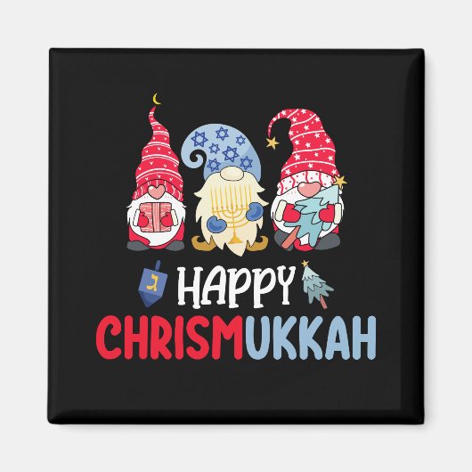 Gelukkig Chrismukkah Gnomes Chanoeka Vrolijk Kerst Magneet (Voorkant)