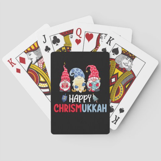 Gelukkig Chrismukkah Gnomes Chanoeka Vrolijk Kerst Pokerkaarten (Achterkant)