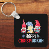 Gelukkig Chrismukkah Gnomes Chanoeka Vrolijk Kerst Sleutelhanger (Voorkant)