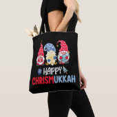 Gelukkig Chrismukkah Gnomes Chanoeka Vrolijk Kerst Tote Bag (Dichtbij)
