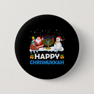 Gelukkig Chrismukkah Hanukkah Pretig Kerstfeest Jo Ronde Button 5,7 Cm