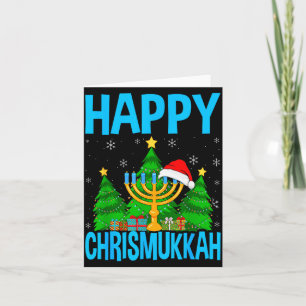 Gelukkig Chrismukkah Kerstman Hoed Kerstmis Hanukk Kaart